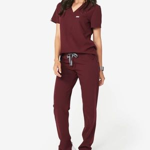Figs Scrubs Maroon Set